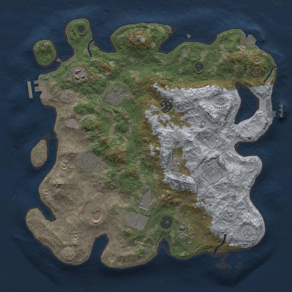 Rust Map: Procedural Map, Size: 3500, Seed: 2030862455, 17 Monuments