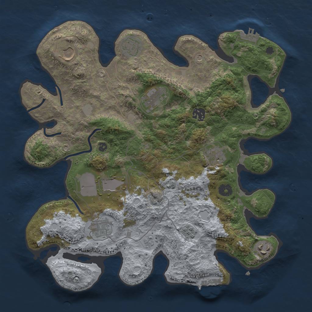 Rust Map: Procedural Map, Size: 3500, Seed: 2665878, 16 Monuments