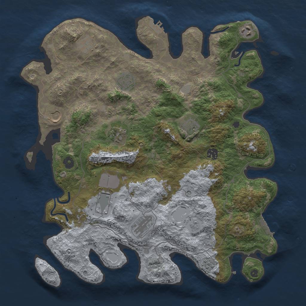 Rust Map: Procedural Map, Size: 4000, Seed: 8739375, 17 Monuments