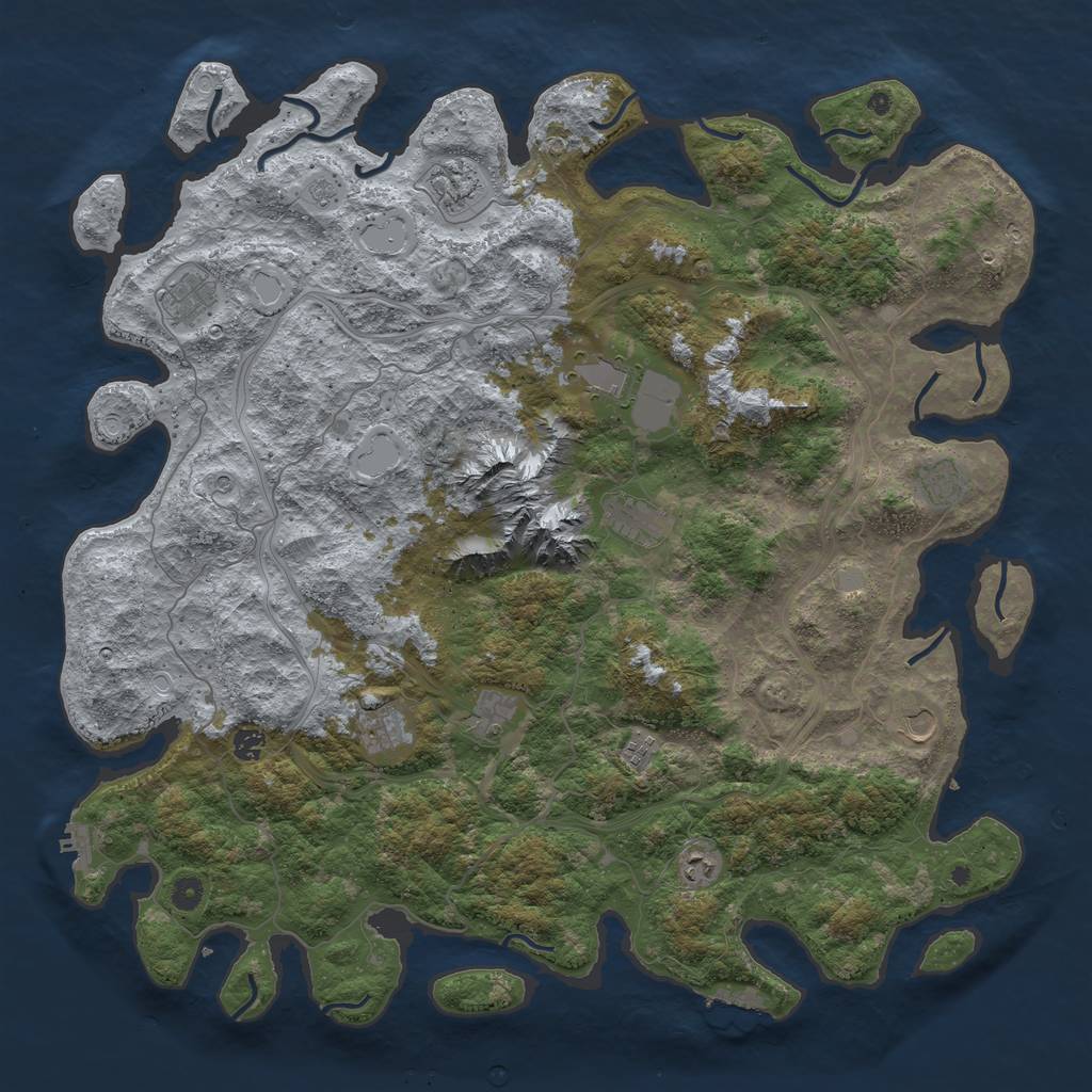 Rust Map: Procedural Map, Size: 5000, Seed: 45213806, 18 Monuments