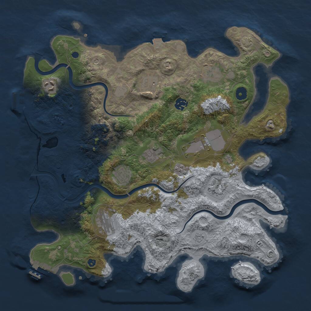 Rust Map: Procedural Map, Size: 3800, Seed: 65443, 16 Monuments