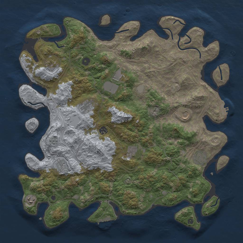 Rust Map: Procedural Map, Size: 4500, Seed: 53164685, 17 Monuments