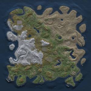 Thumbnail Rust Map: Procedural Map, Size: 4500, Seed: 53164685, 15 Monuments