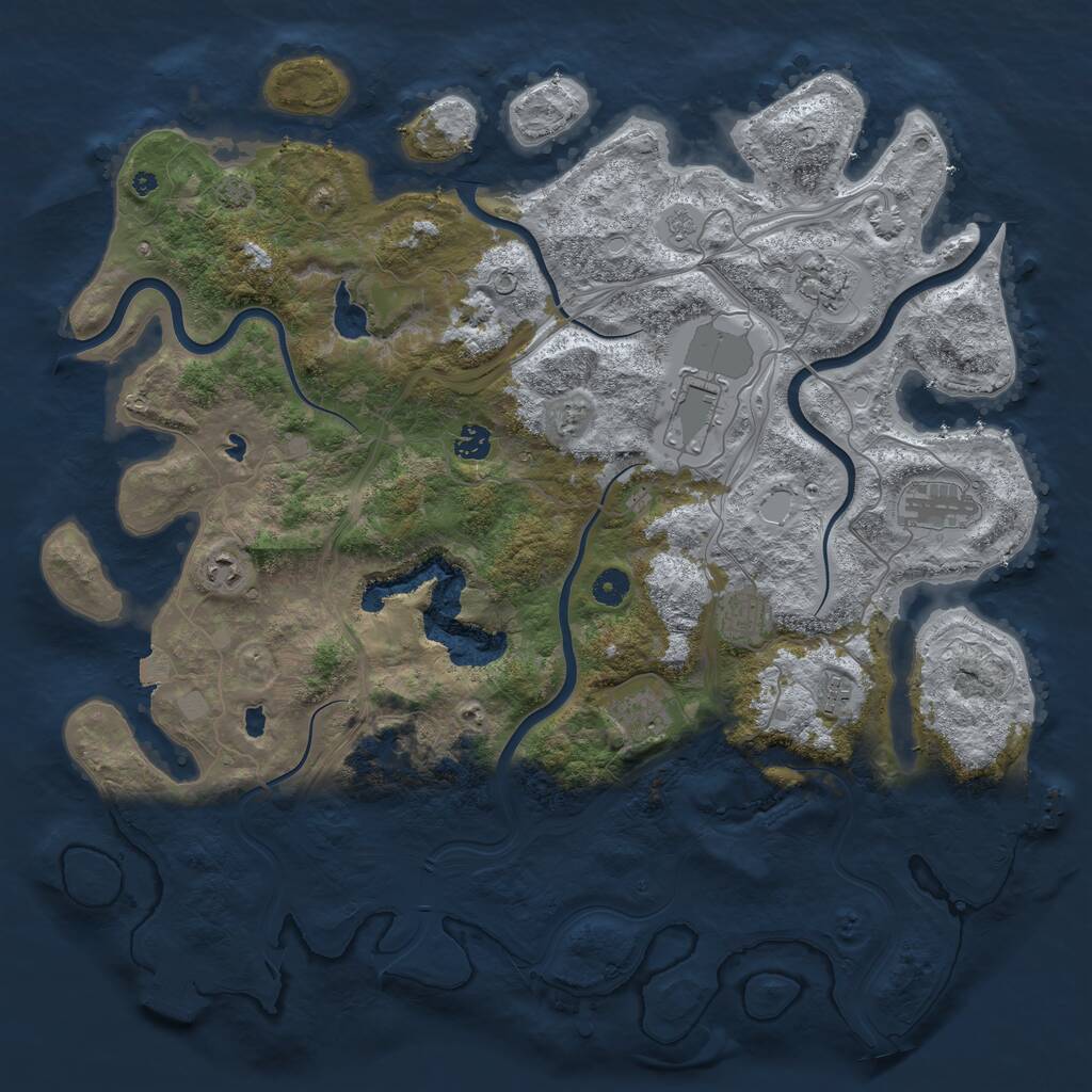 Rust Map: Procedural Map, Size: 4500, Seed: 1072364843, 14 Monuments