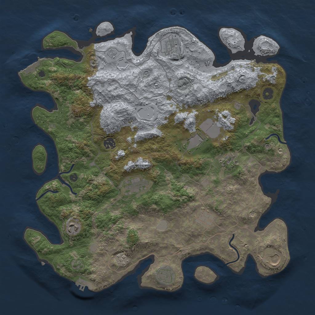 Rust Map: Procedural Map, Size: 4050, Seed: 1524971196, 17 Monuments