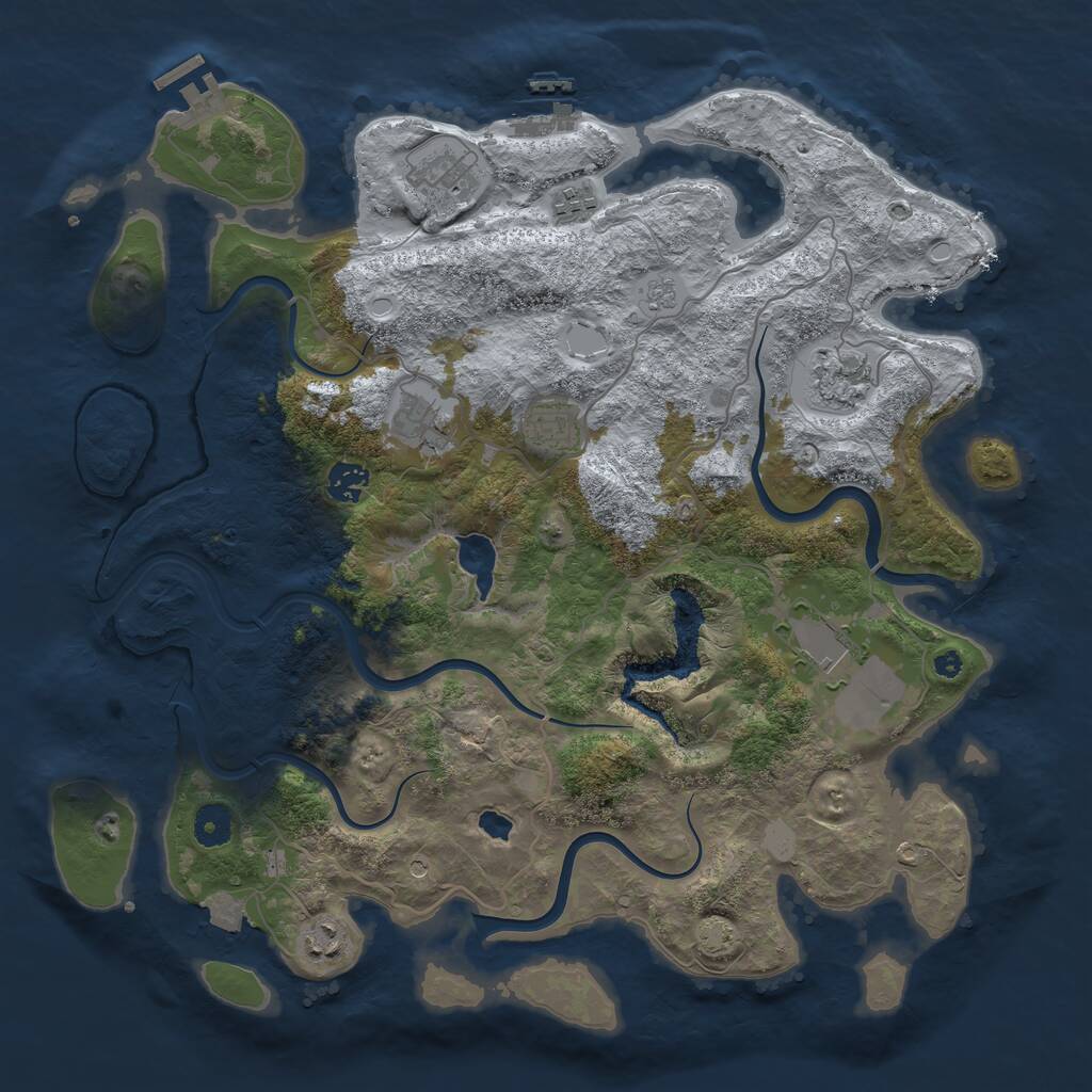 Rust Map: Procedural Map, Size: 4000, Seed: 1654499, 14 Monuments