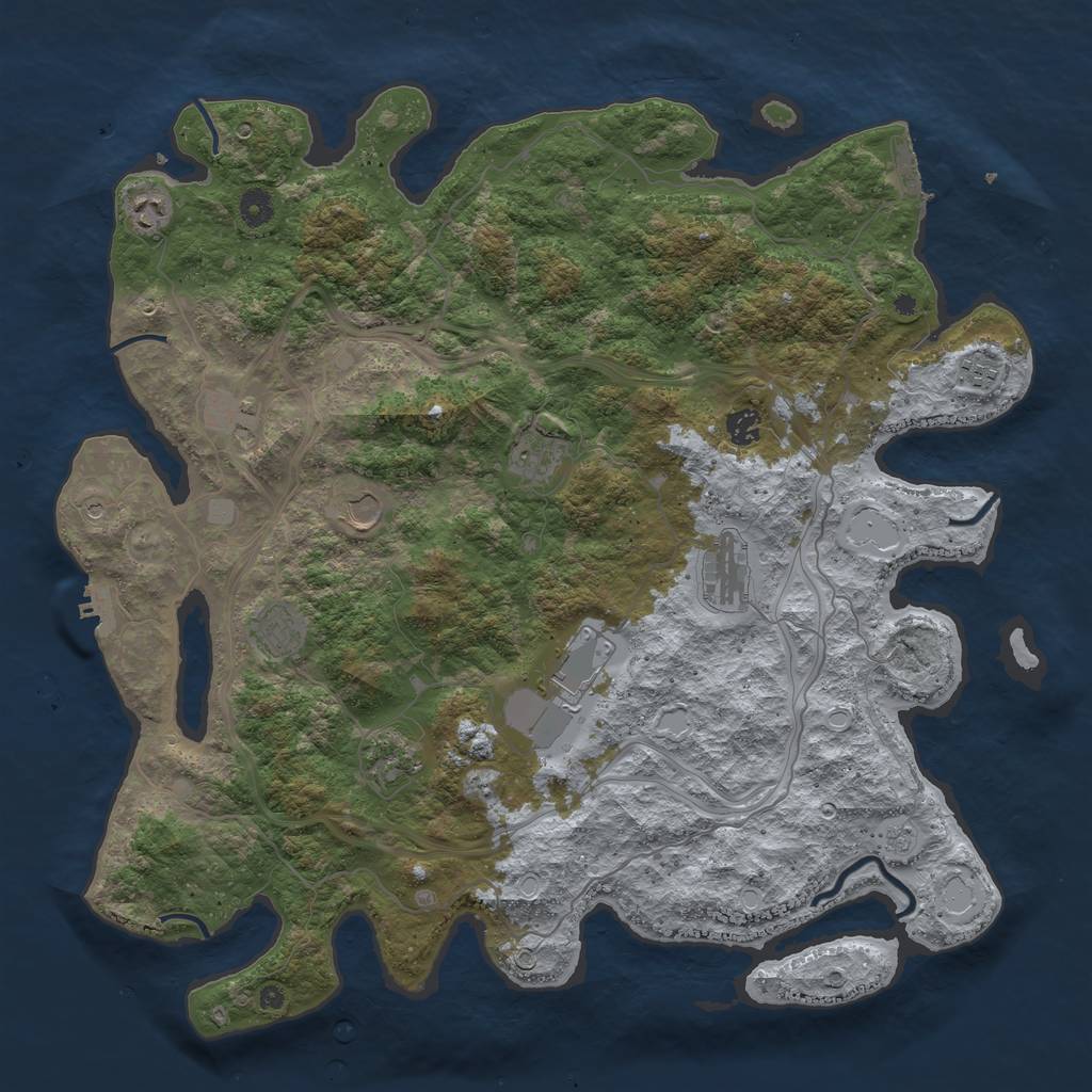 Rust Map: Procedural Map, Size: 4500, Seed: 995864692, 17 Monuments