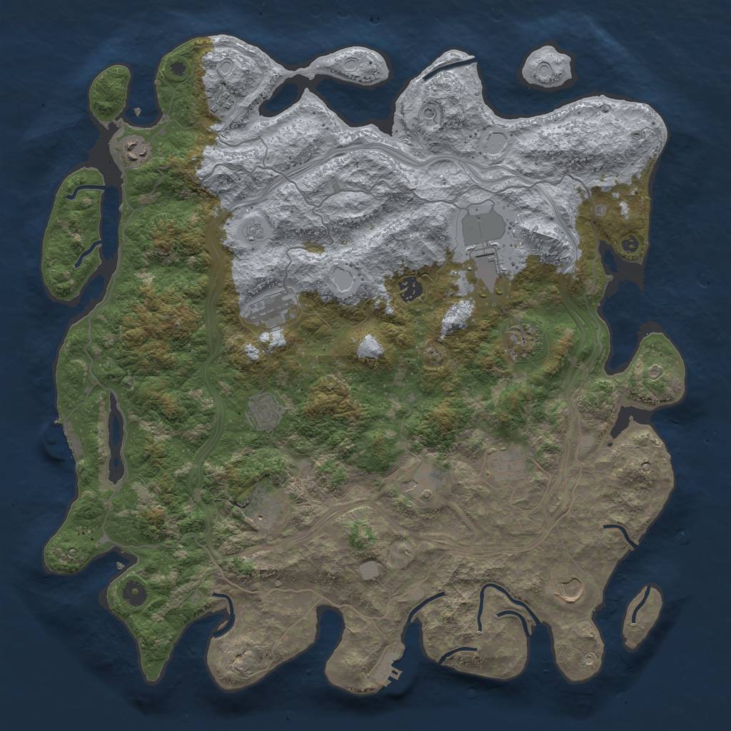 Rust Map: Procedural Map, Size: 4500, Seed: 454978, 18 Monuments