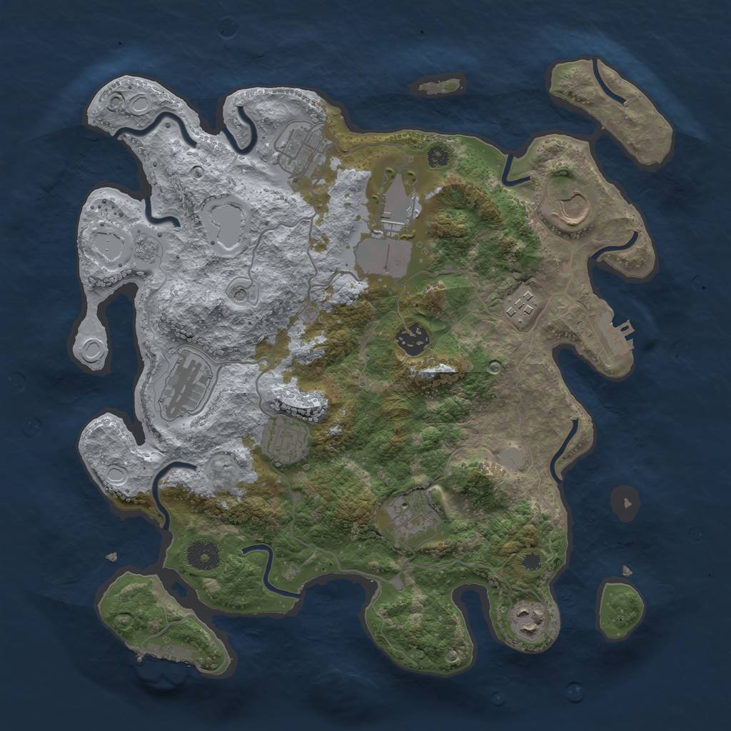 Rust Map: Procedural Map, Size: 3500, Seed: 11204327, 16 Monuments