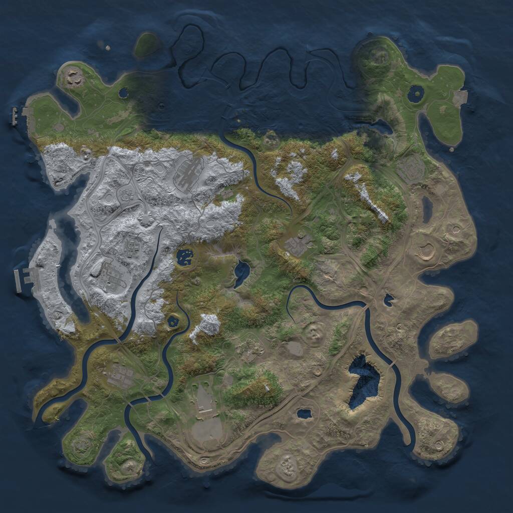 Rust Map: Procedural Map, Size: 4500, Seed: 2108127166, 17 Monuments