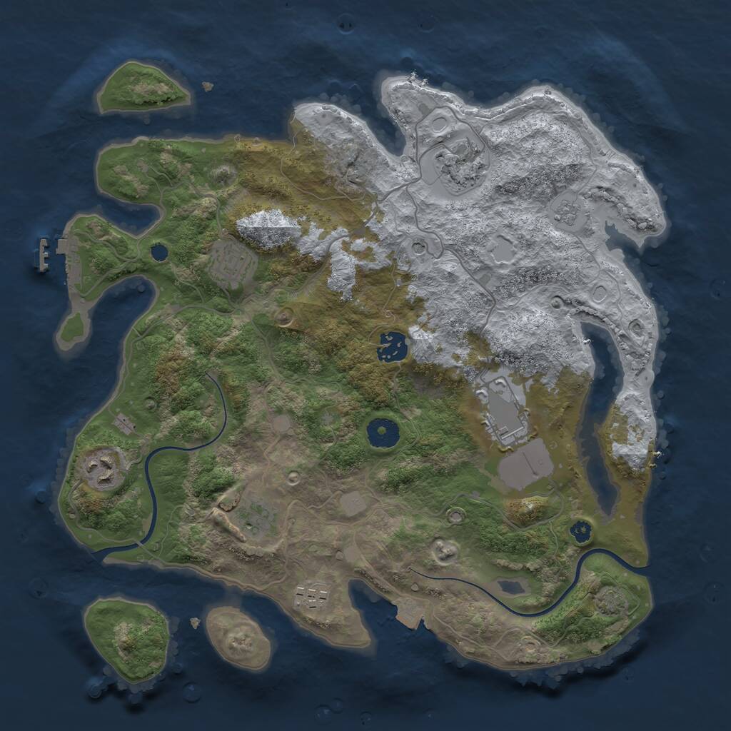 Rust Map: Procedural Map, Size: 3500, Seed: 33814941, 12 Monuments