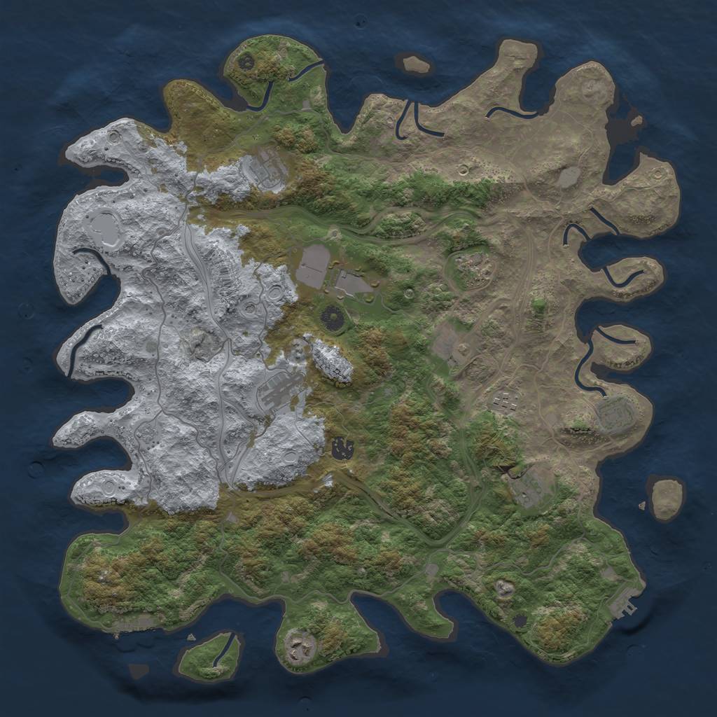 Rust Map: Procedural Map, Size: 4500, Seed: 812281360, 17 Monuments