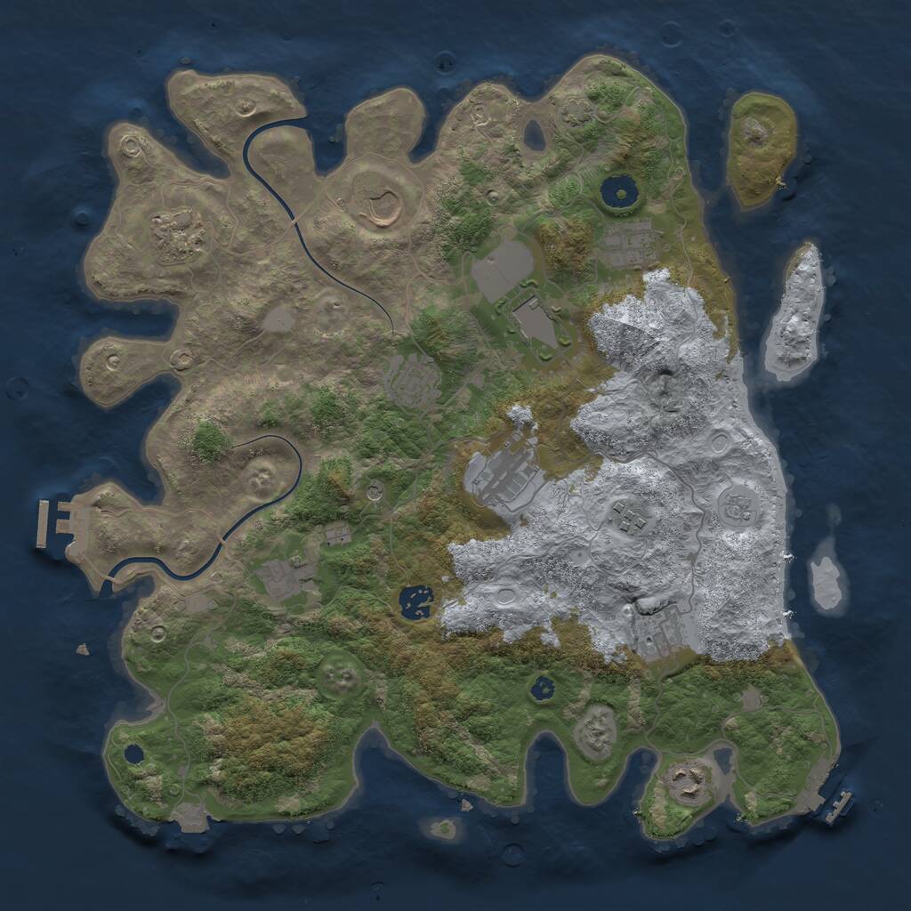 Rust Map: Procedural Map, Size: 3850, Seed: 1239900, 17 Monuments