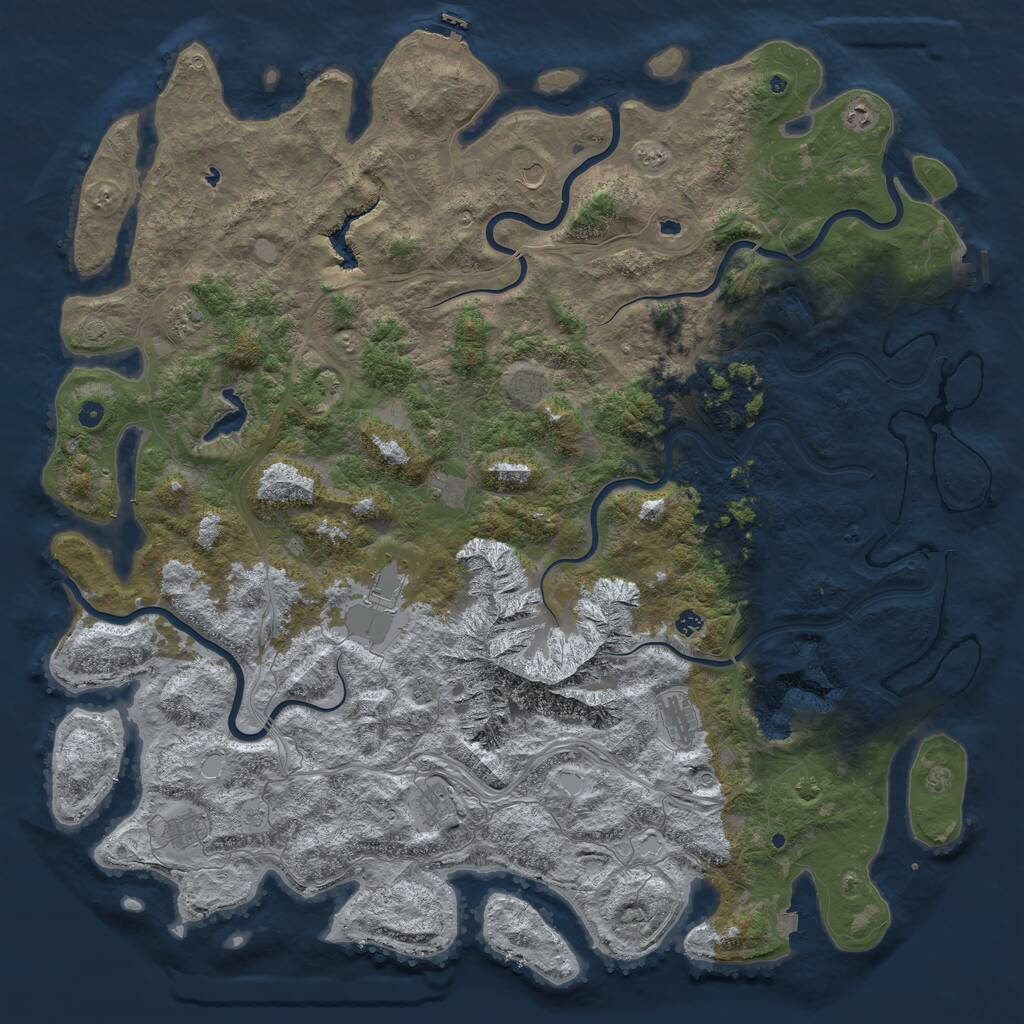 Rust Map: Procedural Map, Size: 6000, Seed: 1667, 17 Monuments