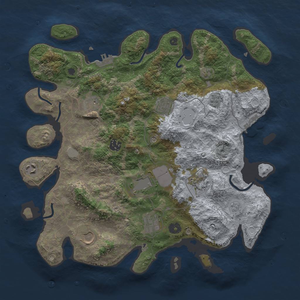 Rust Map: Procedural Map, Size: 3700, Seed: 128890716, 16 Monuments