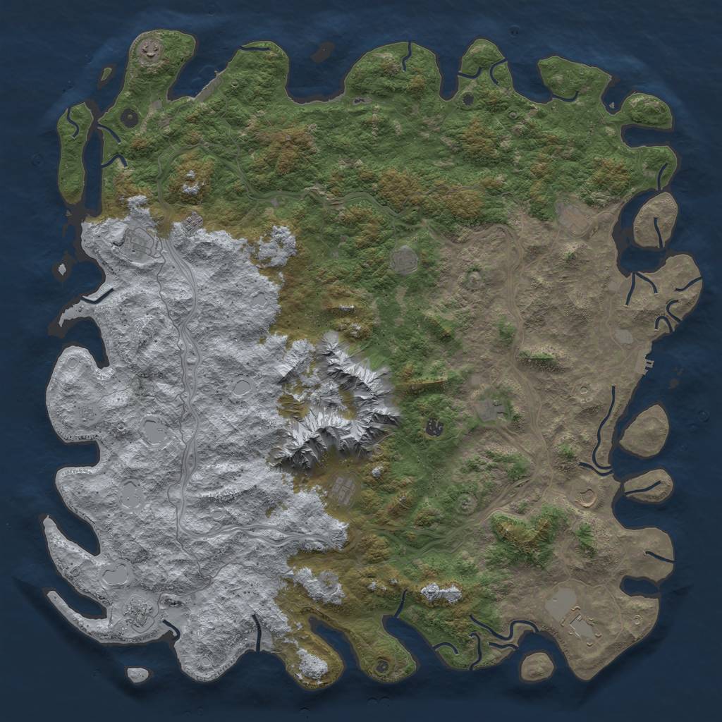 Rust Map: Procedural Map, Size: 6000, Seed: 36840, 18 Monuments