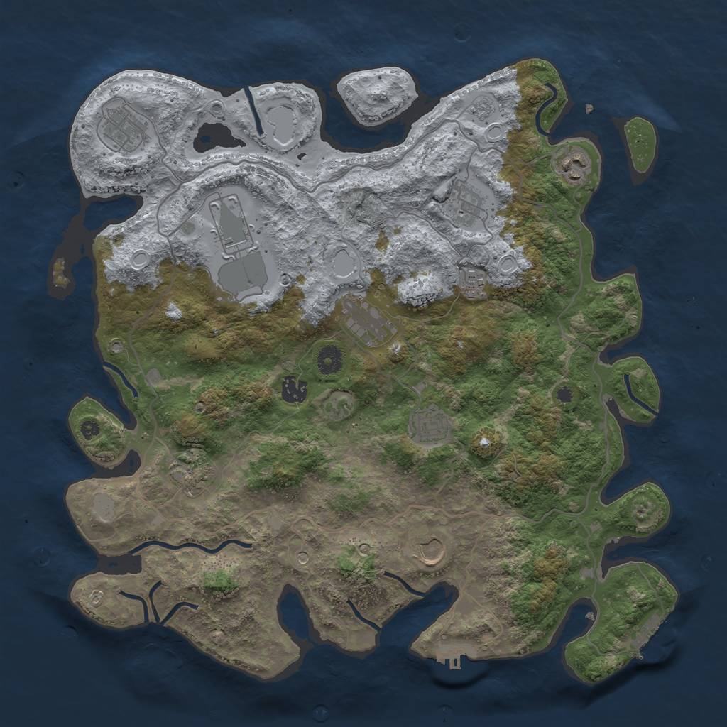 Rust Map: Procedural Map, Size: 4000, Seed: 836948, 17 Monuments