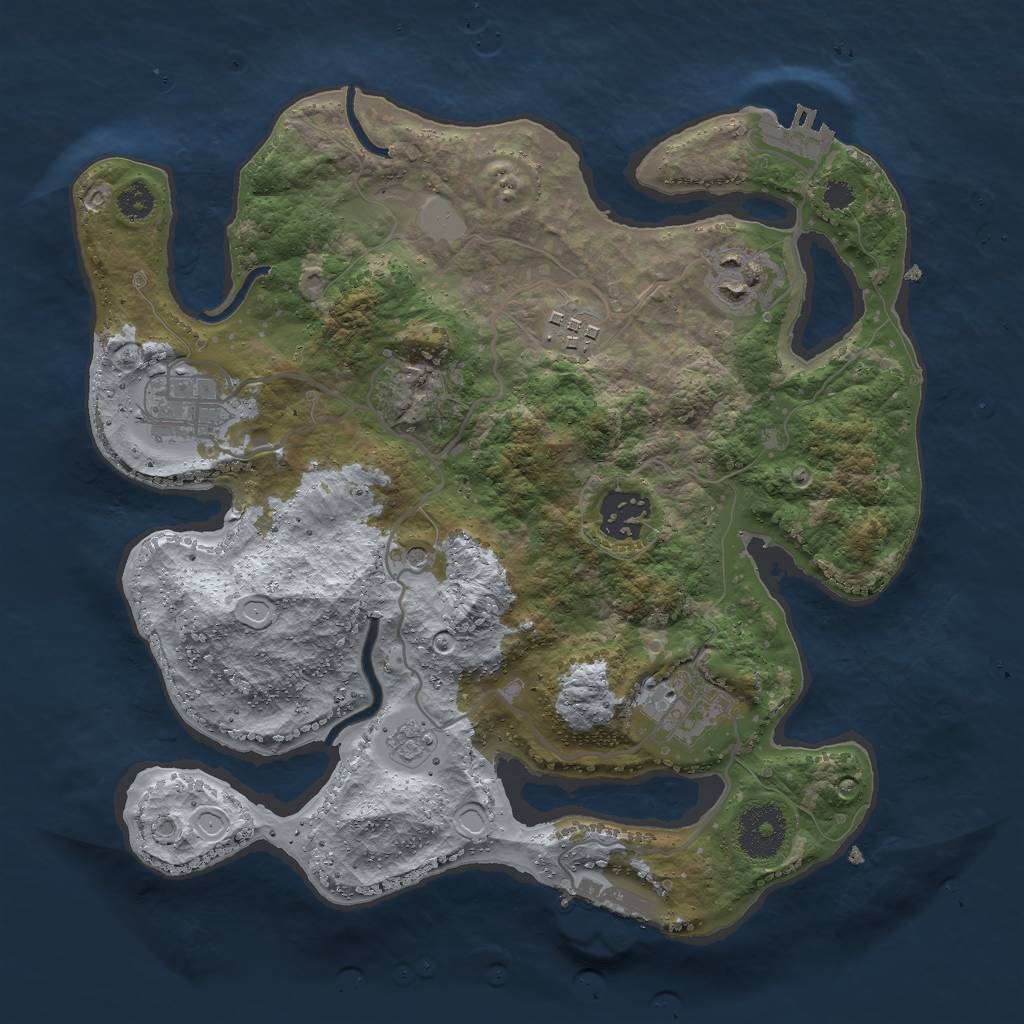 Rust Map: Procedural Map, Size: 3000, Seed: 816407484, 12 Monuments