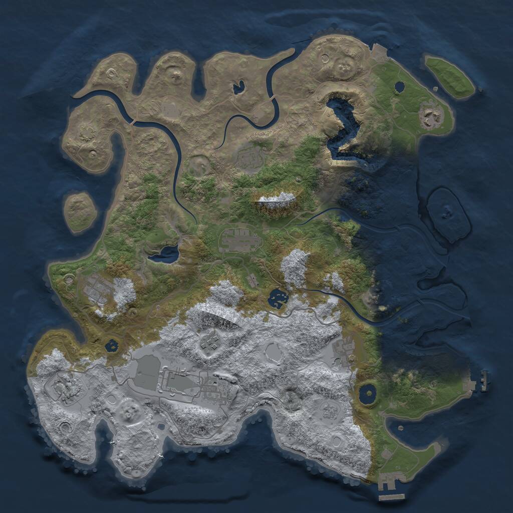 Rust Map: Procedural Map, Size: 4000, Seed: 28267524, 16 Monuments