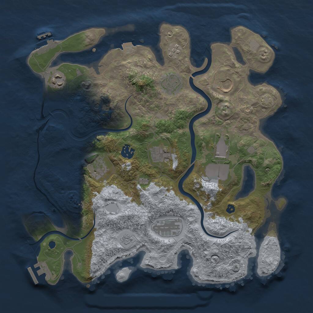 Rust Map: Procedural Map, Size: 3500, Seed: 39866339, 15 Monuments