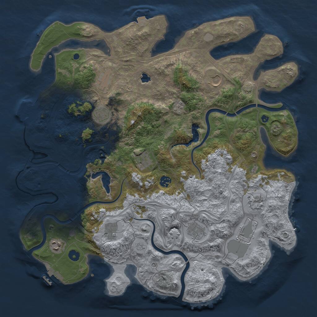 Rust Map: Procedural Map, Size: 4250, Seed: 2103848565, 17 Monuments