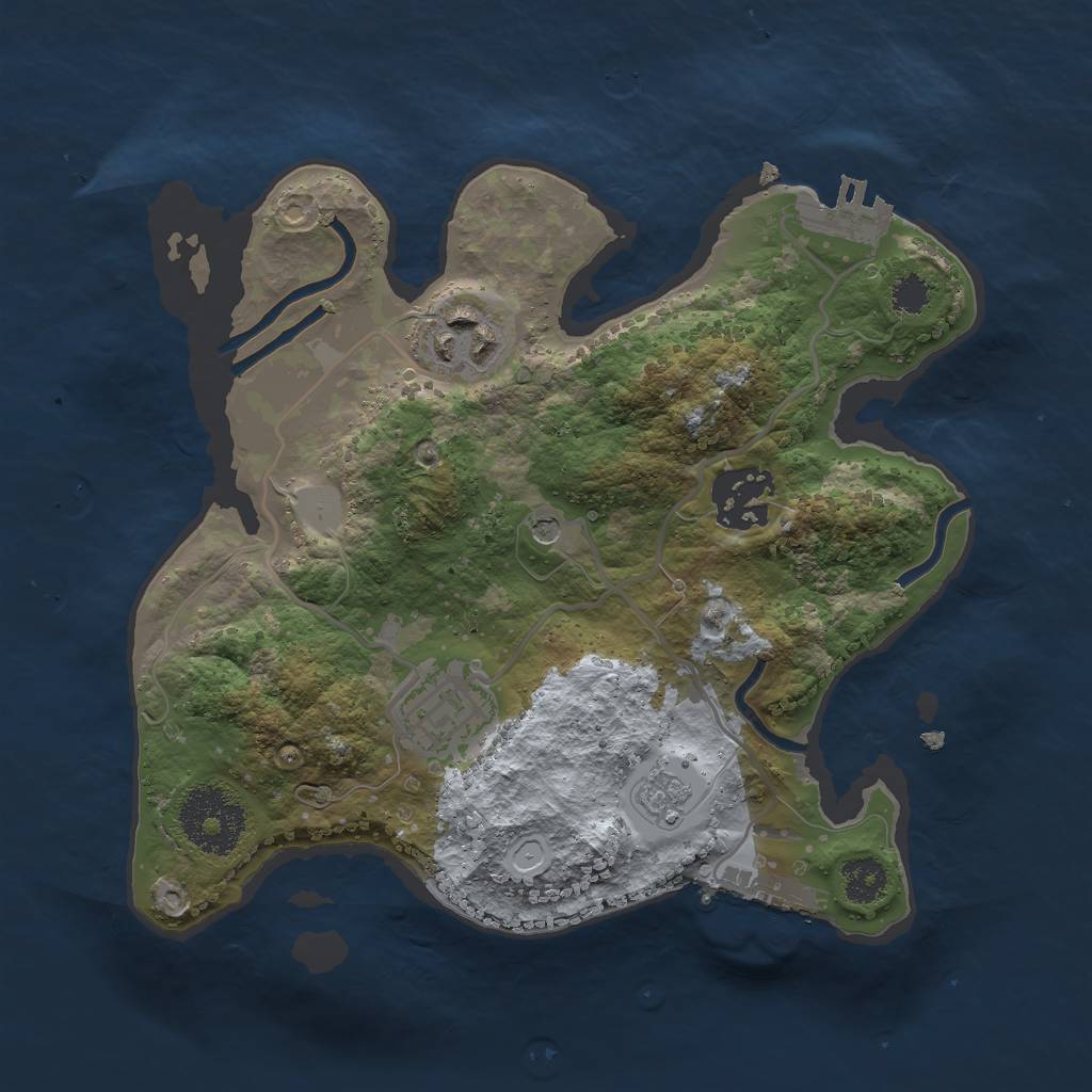 Rust Map: Procedural Map, Size: 2500, Seed: 653526416, 10 Monuments