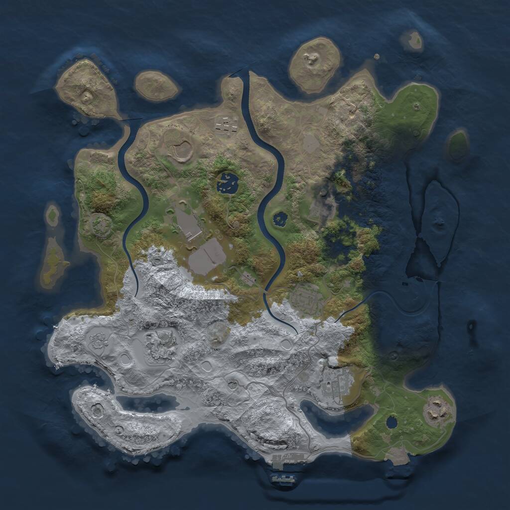 Rust Map: Procedural Map, Size: 3500, Seed: 1294324734, 14 Monuments