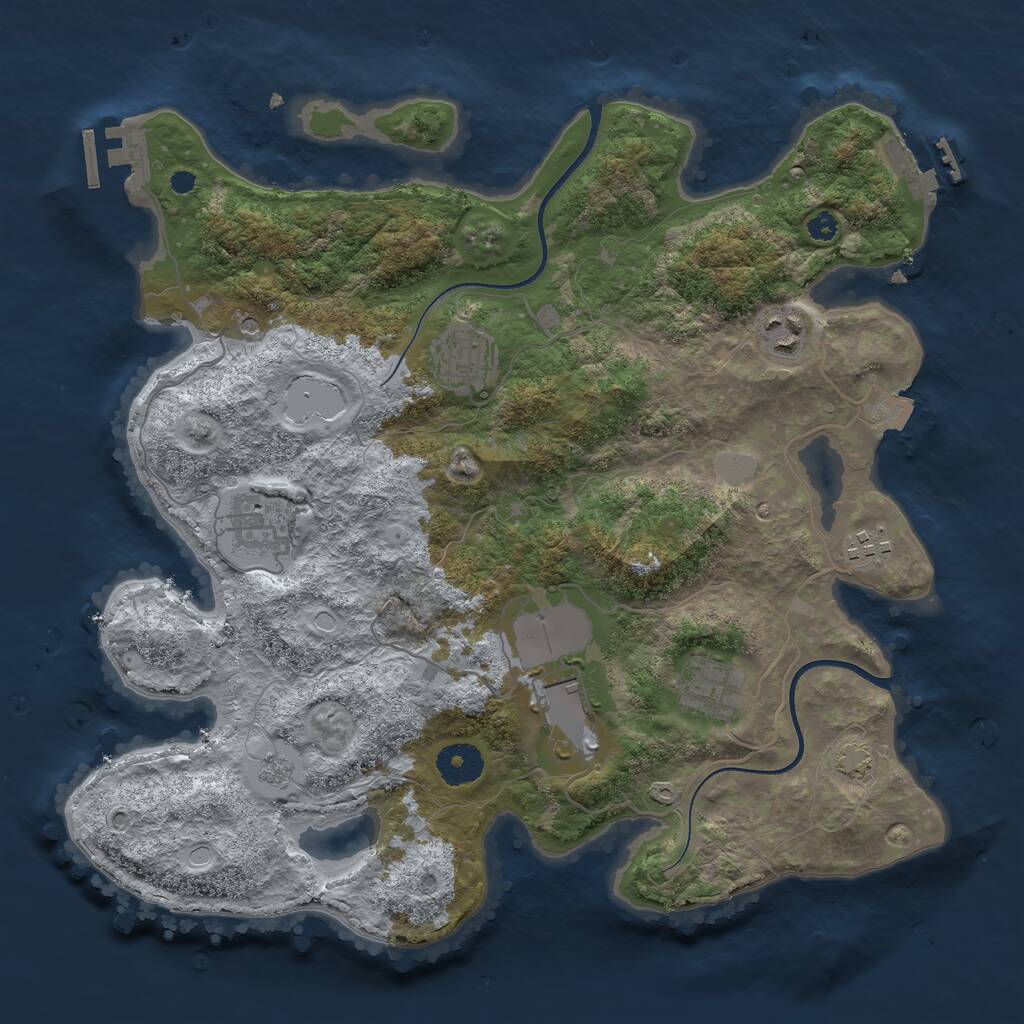 Rust Map: Procedural Map, Size: 3500, Seed: 550896449, 12 Monuments