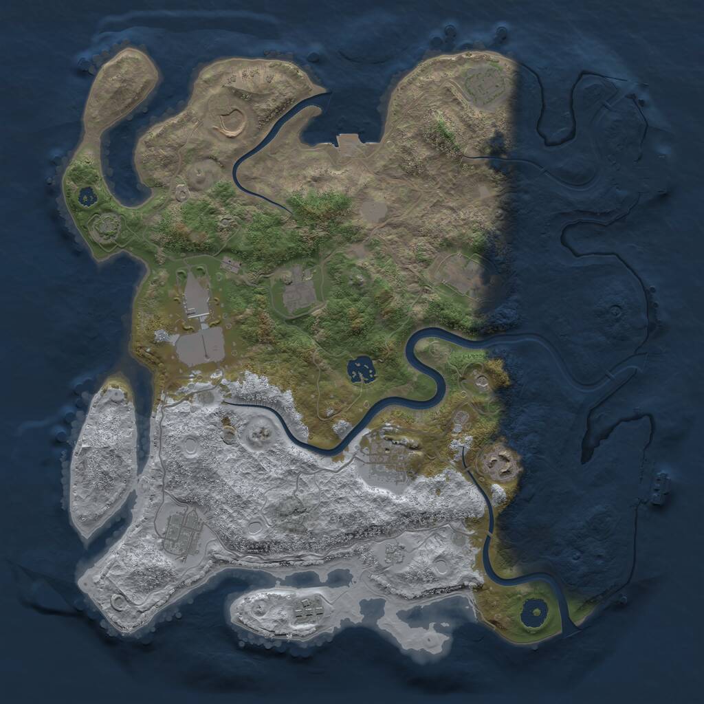 Rust Map: Procedural Map, Size: 3750, Seed: 710517123, 16 Monuments