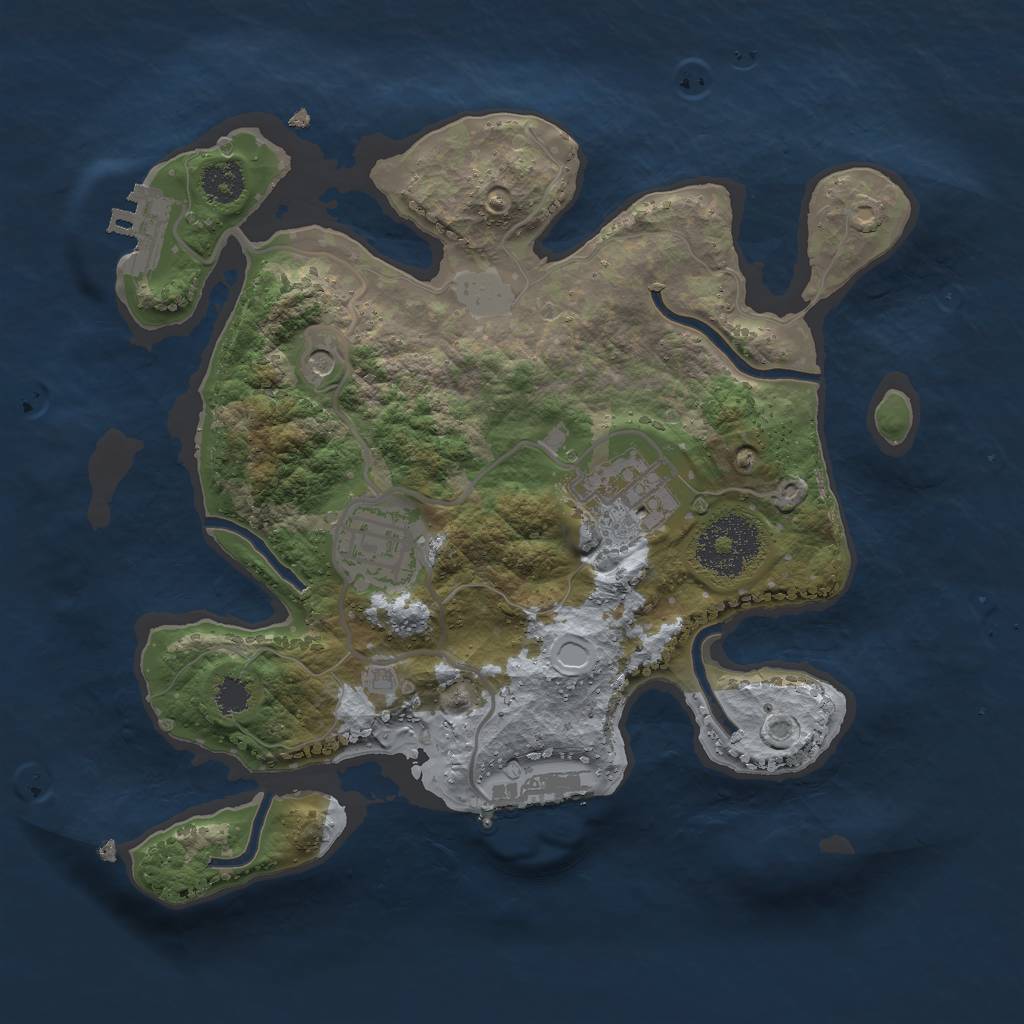 Rust Map: Procedural Map, Size: 2500, Seed: 1061443516, 8 Monuments