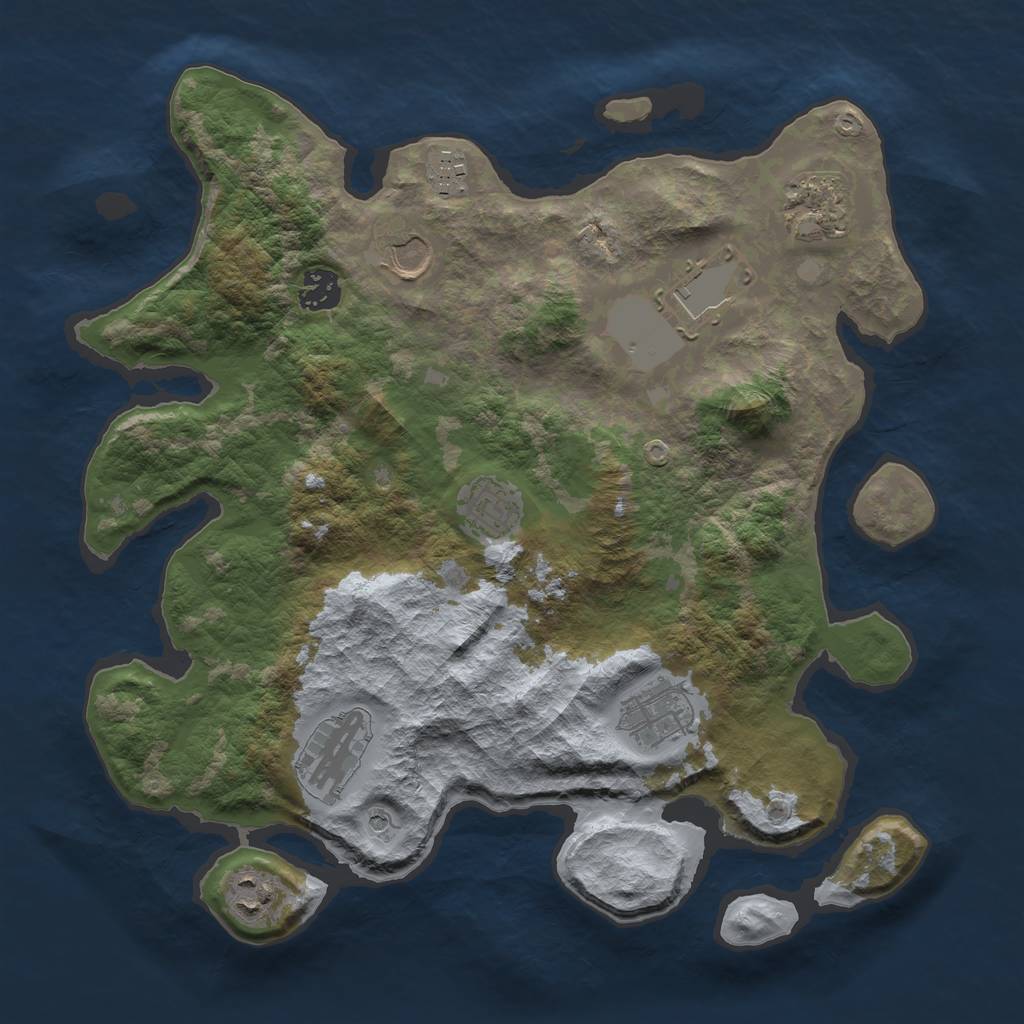 Rust Map: Barren, Size: 3550, Seed: 114415, 12 Monuments