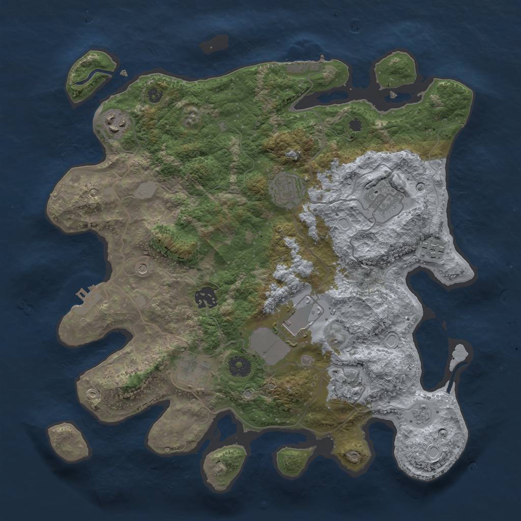 Rust Map: Procedural Map, Size: 3500, Seed: 1174862, 15 Monuments