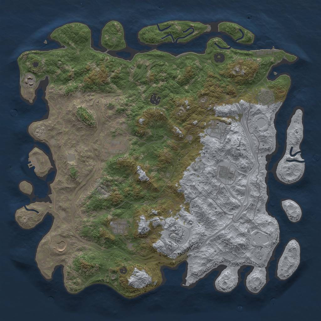 Rust Map: Procedural Map, Size: 4500, Seed: 534392218, 17 Monuments