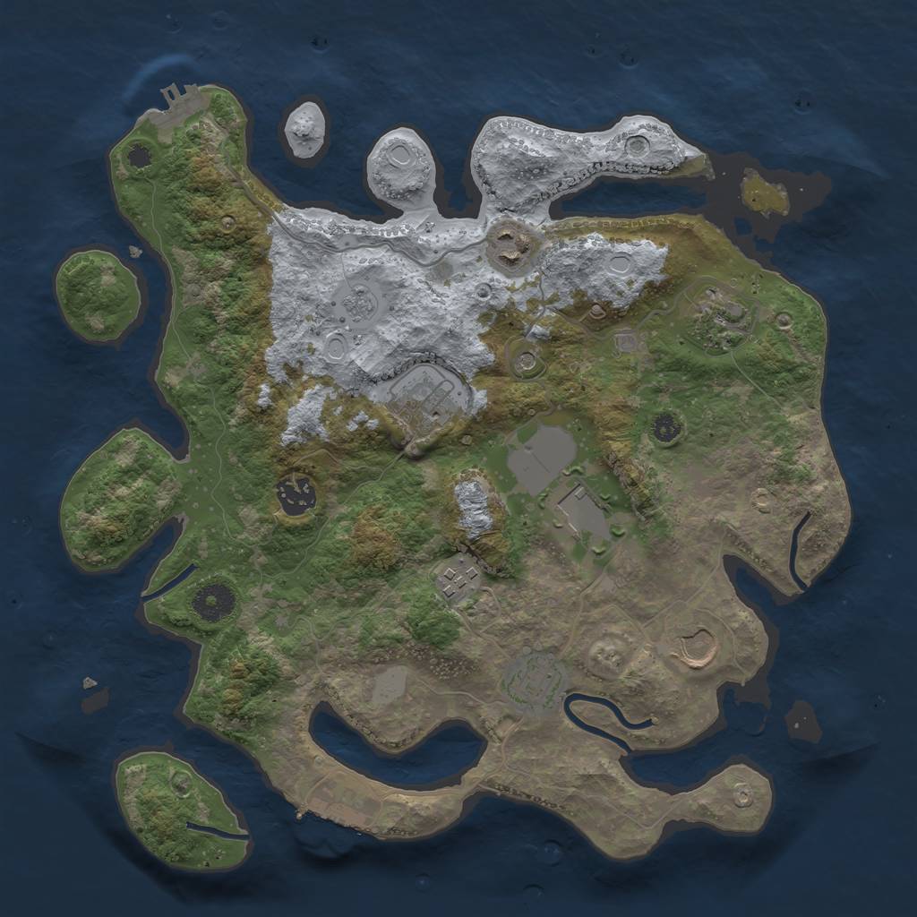 Rust Map: Procedural Map, Size: 3500, Seed: 296421, 15 Monuments