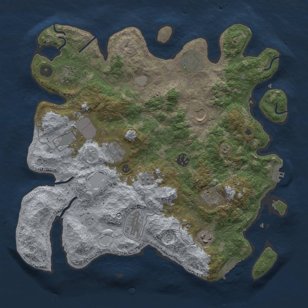 Rust Map: Procedural Map, Size: 3750, Seed: 221785825, 17 Monuments