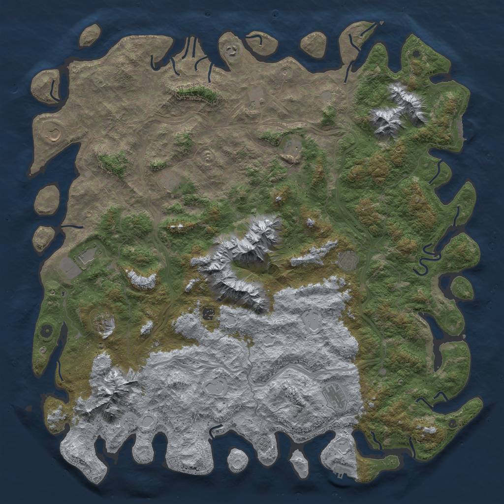 Rust Map: Procedural Map, Size: 6000, Seed: 9025193, 18 Monuments