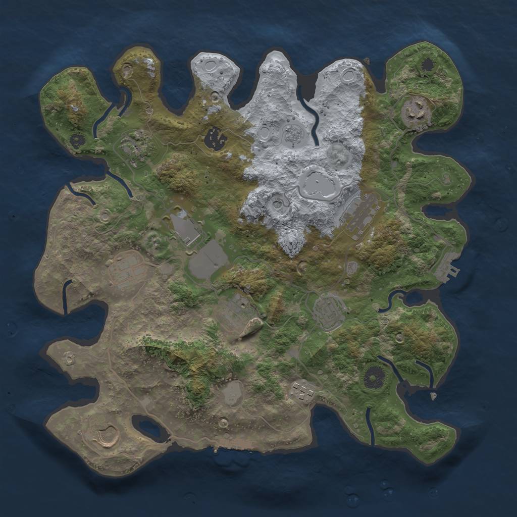Rust Map: Procedural Map, Size: 3500, Seed: 55340617, 17 Monuments