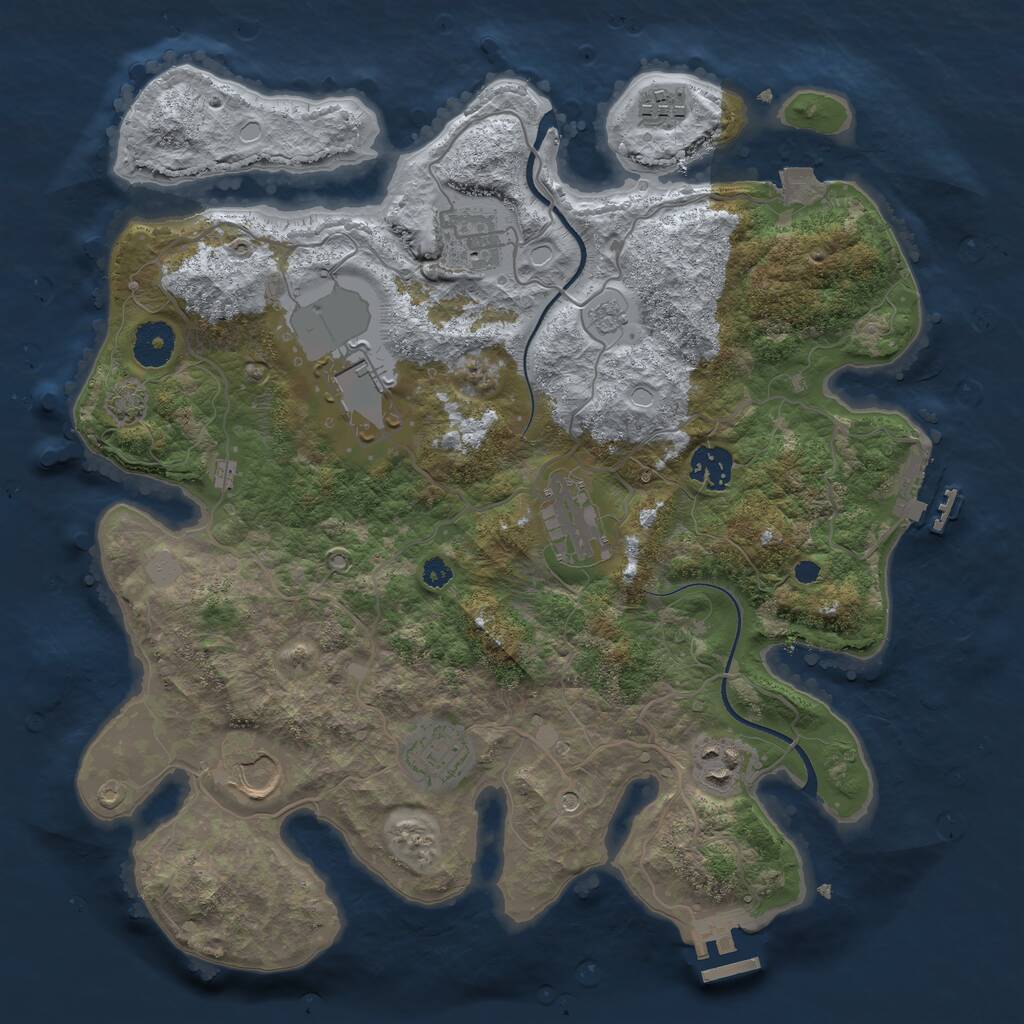 Rust Map: Procedural Map, Size: 3500, Seed: 3991817, 14 Monuments