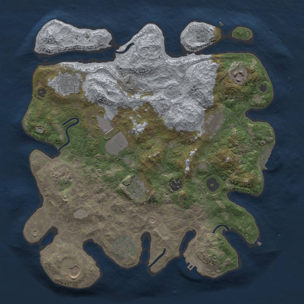 Rust Map: Procedural Map, Size: 3500, Seed: 3991817, 17 Monuments