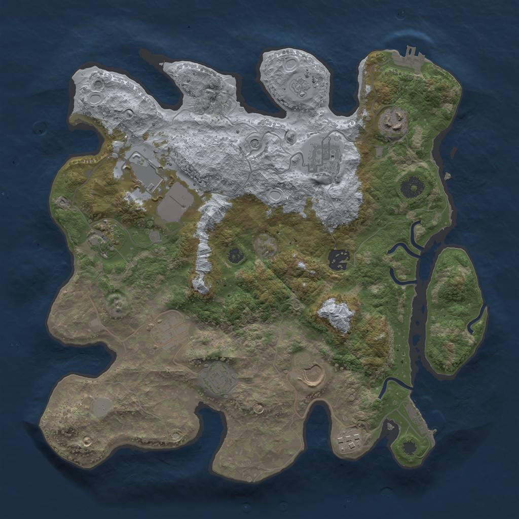 Rust Map: Procedural Map, Size: 3500, Seed: 13123, 16 Monuments