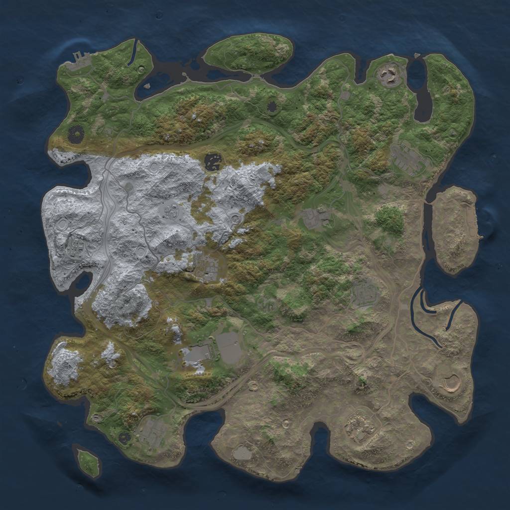 Rust Map: Procedural Map, Size: 4250, Seed: 220353159, 18 Monuments