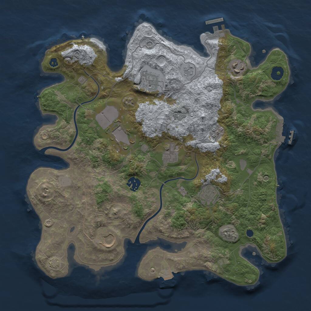 Rust Map: Procedural Map, Size: 3500, Seed: 464120229, 14 Monuments