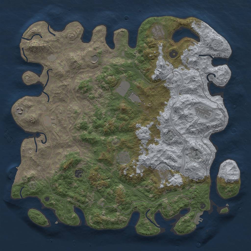 Rust Map: Procedural Map, Size: 4500, Seed: 210943625, 17 Monuments