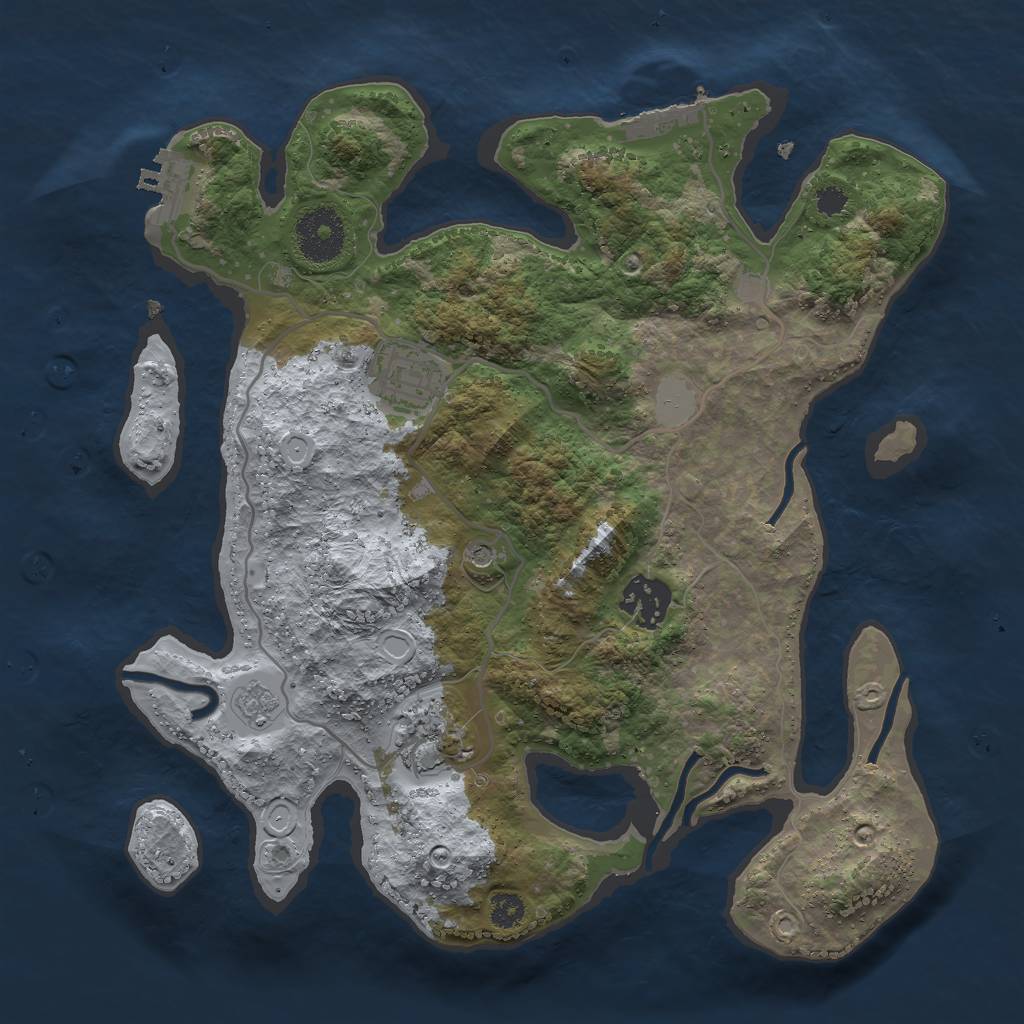 Rust Map: Procedural Map, Size: 3000, Seed: 145798299, 10 Monuments