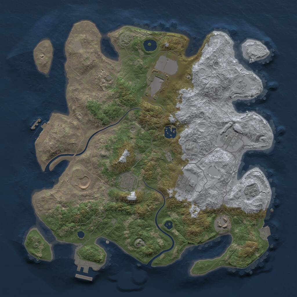 Rust Map: Procedural Map, Size: 3500, Seed: 1549050988, 15 Monuments