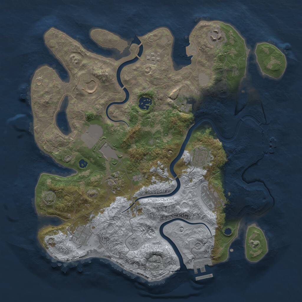 Rust Map: Procedural Map, Size: 3500, Seed: 726158196, 16 Monuments