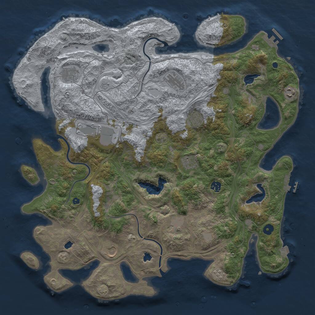 Rust Map: Procedural Map, Size: 4500, Seed: 216115279, 16 Monuments