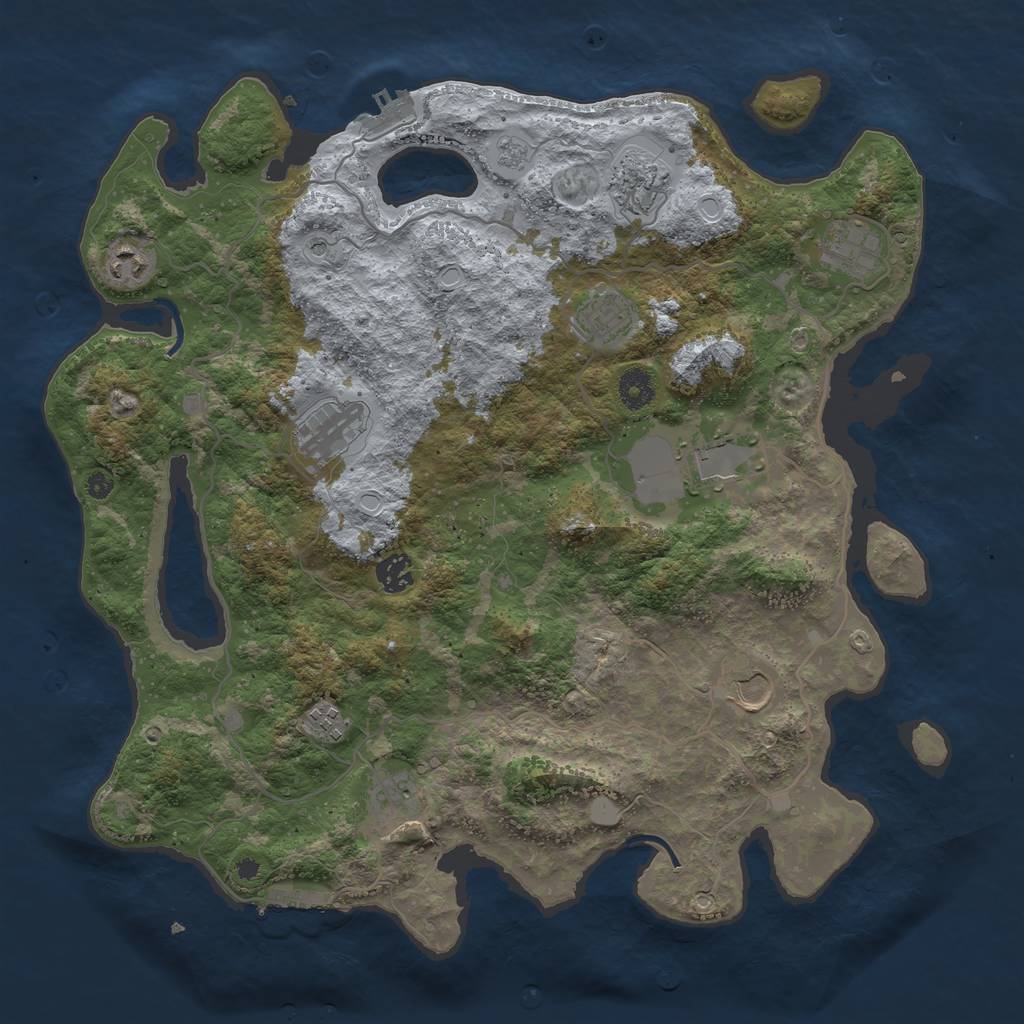 Rust Map: Procedural Map, Size: 4000, Seed: 449220631, 17 Monuments