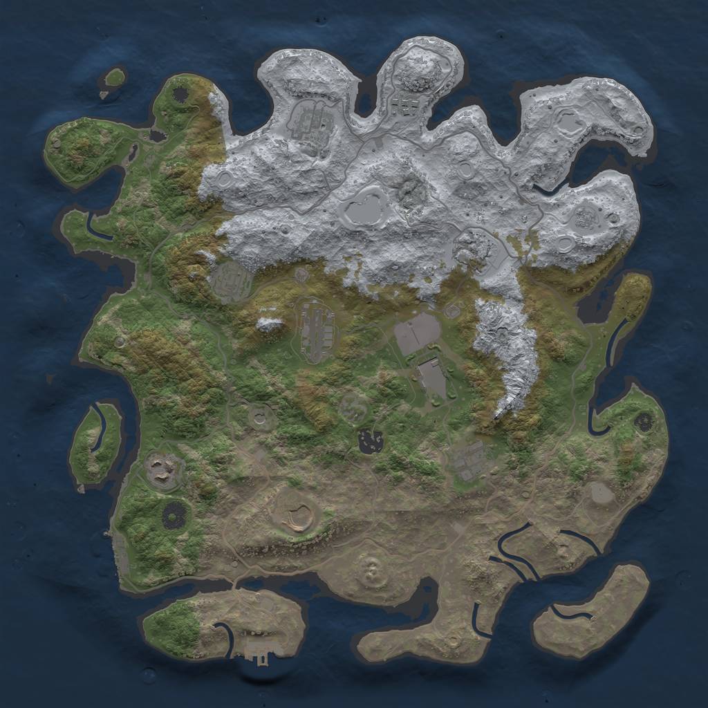Rust Map: Procedural Map, Size: 4000, Seed: 6800, 17 Monuments