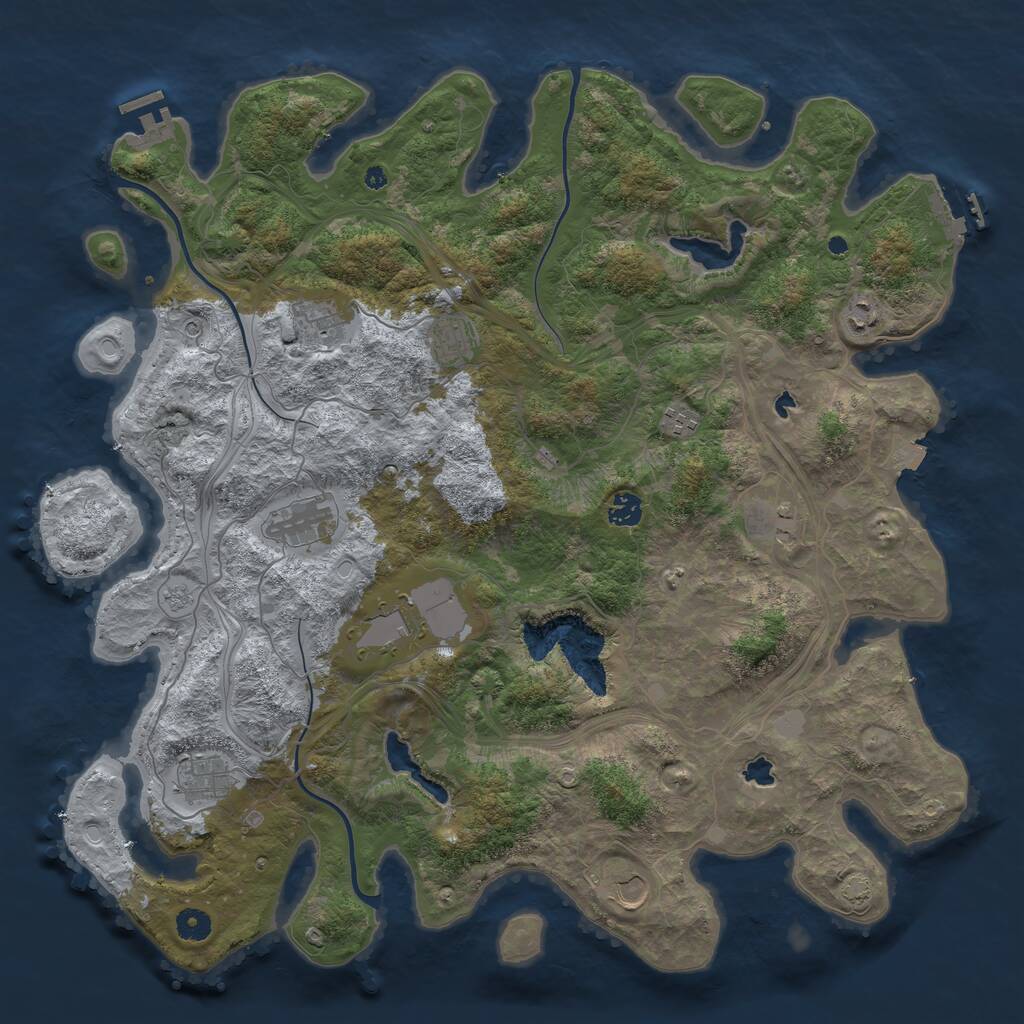 Rust Map: Procedural Map, Size: 4500, Seed: 849102848, 16 Monuments